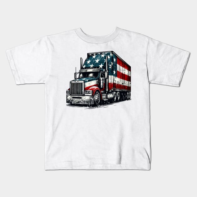 Semi trailer truck Kids T-Shirt by Vehicles-Art